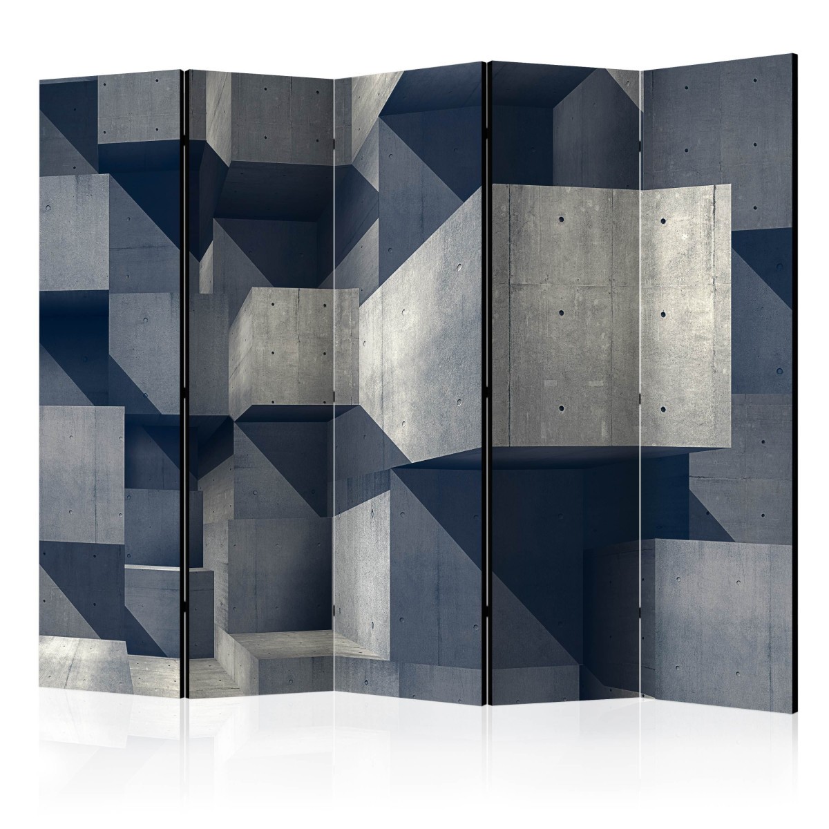 Paravent 5 volets Concrete City 172x225cm en tissu intissé gris