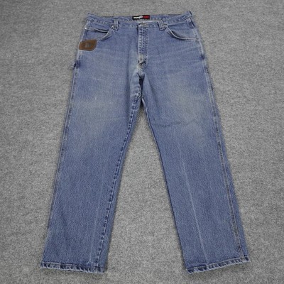 Wrangler Riggs Jeans Mens 40x32 Carpenter Workwear Blue Relaxed Logo Industrial