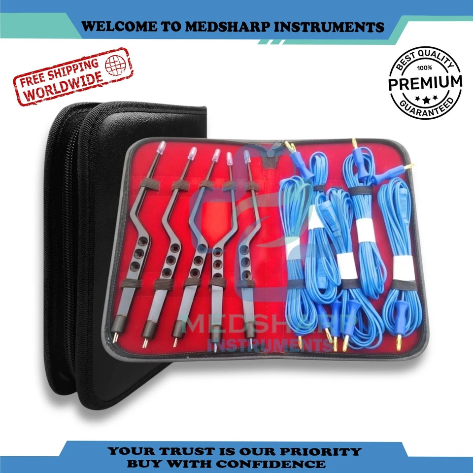 Juego de 5 pinzas de bayoneta bipolares antiadherentes de 8,5" + 5 cables tipo americano Foto 3 de 3