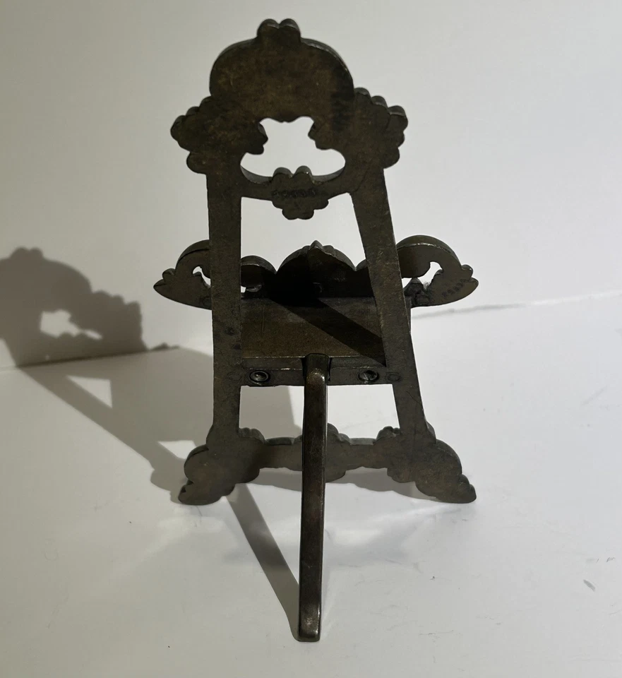 Caballete de exhibición de metal de latón ornamentado vintage mesa foto libro soporte 8 pulgadas Foto 3 de 4