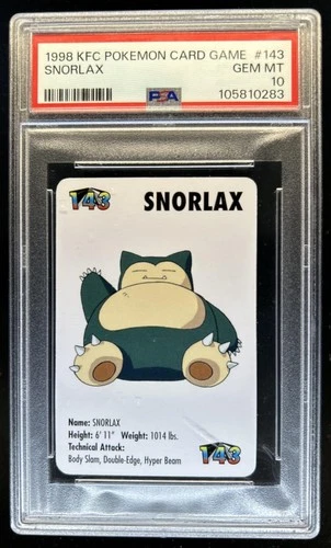 1998 KFC Pokemon Card Game Snorlax #143 PSA 10 GEM MINT Gem Mint