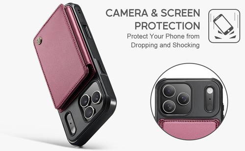 CaseMe Retro Leder Geldbeutel Tasche Back Cover Hülle für iPhone 15 16 17 ProMax - Bild 22 von 29