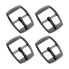 4Pcs 0.75" Single Prong Belt Buckle Square Center Bar Buckles for Belt, Black