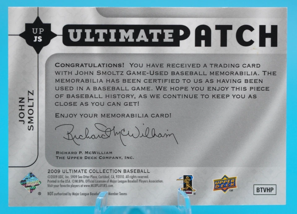 2009 Ultimate Collection John Smoltz Ultimate Patch Game Used! Braves /35 SSP - Image 2 of 2
