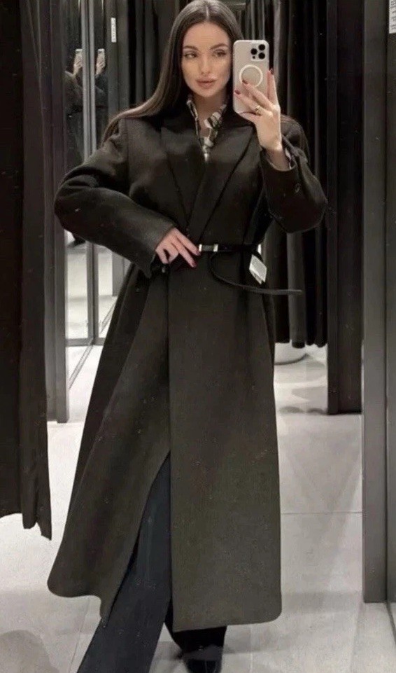 ZARA ZW COLLECTION BELTED WOOL COAT KHAKI FW24/25 SIZES L REF. 3811/241 image 3