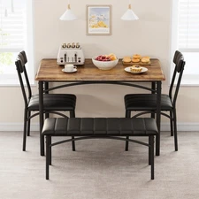 4 Piece Kitchen Dining Table Set 2 Chairs & 1 bench For Home Kitchen Table Set