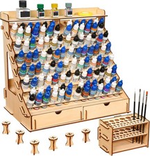 Paint Organizer w Brush Holder 105 Bottle 6 Miniature Stand Brush Paint Storage