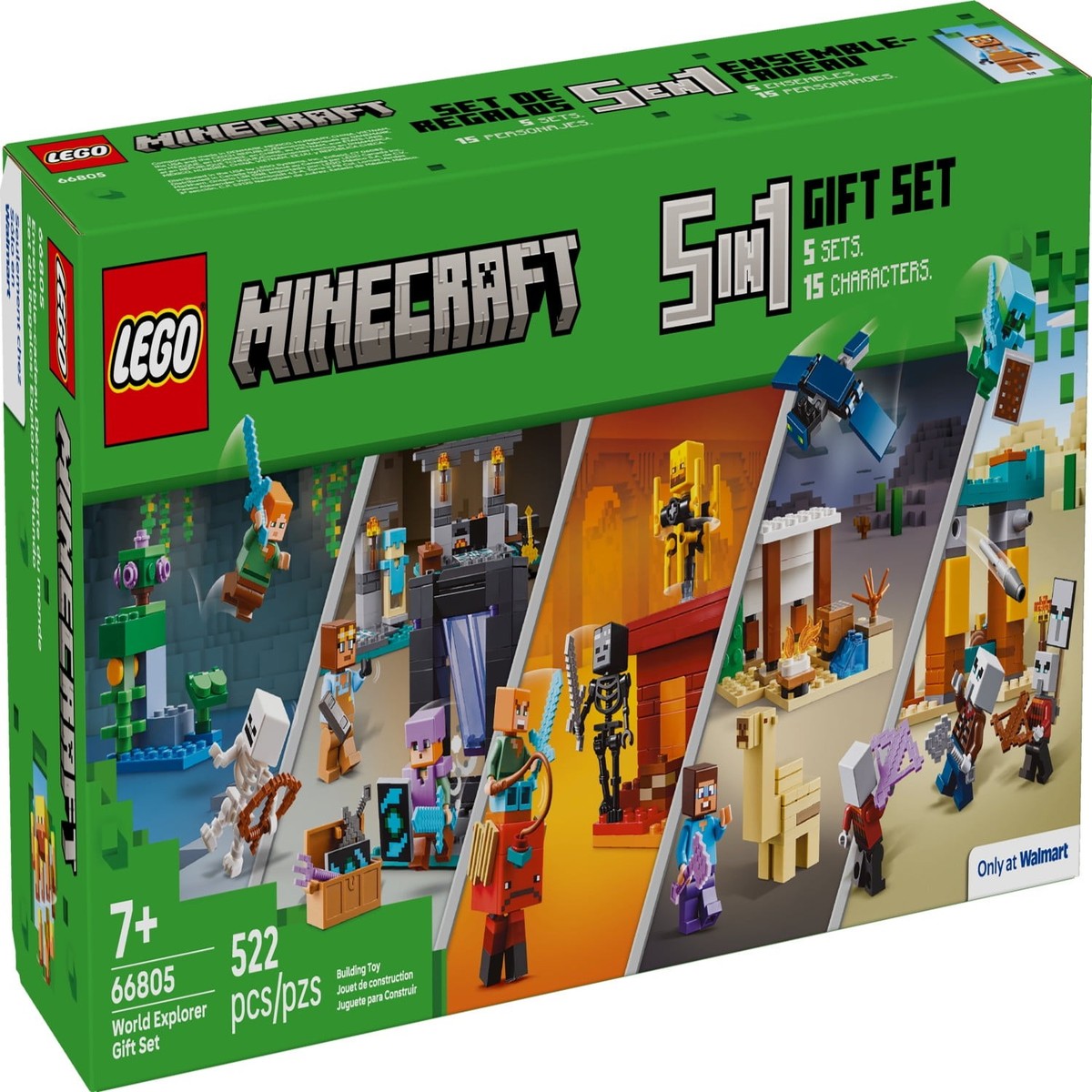 LEGO 66805 Minecraft World Explorer Gift Set, 5 Sets in 1 Box, 15