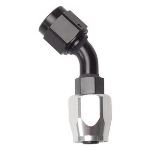 Russell Performance Full Flow Hose End | -6 AN Black/Silver | 45 Degree
