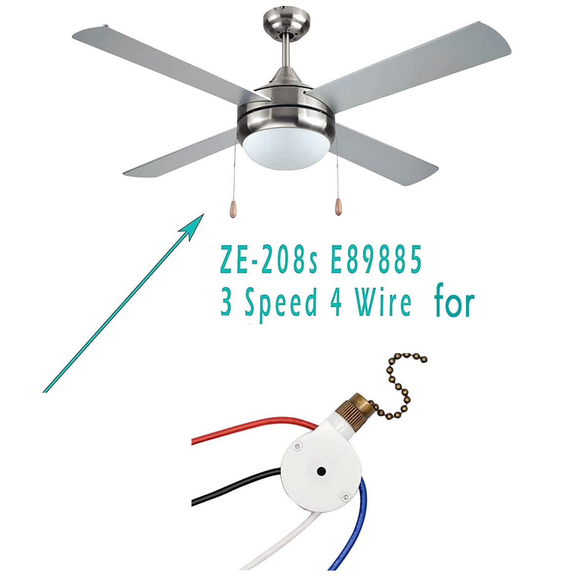 1PCS Ceiling Fan Lights Switch ZingEar ZE-208S E89885 3 1PCS Ceiling Fan Lights Switch ZingEar ZE-208S E89885 3