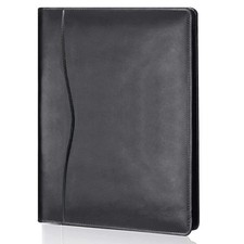 Leather Portfolio Folder Padfolio, Business Padfolio Organizer A4, Black