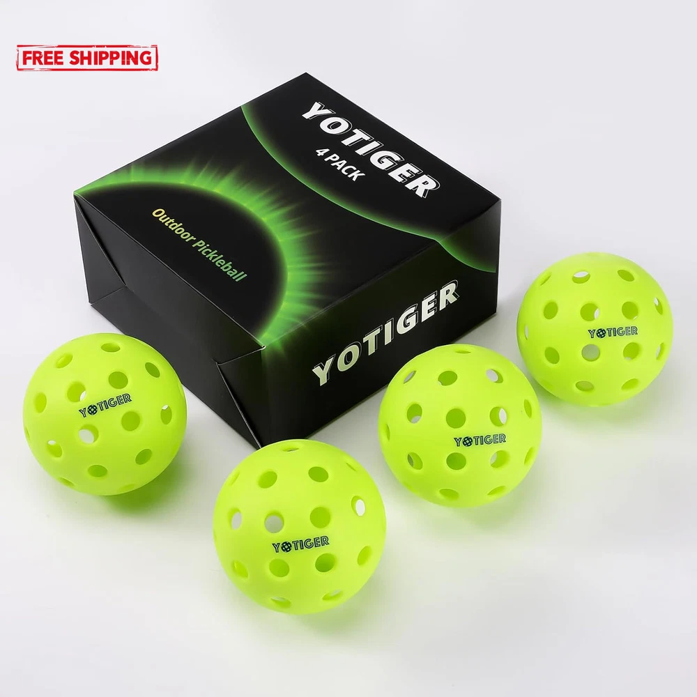 Outdoor Pickleball Balls 4 Pack or 12 Pack with 40 Holes in Green