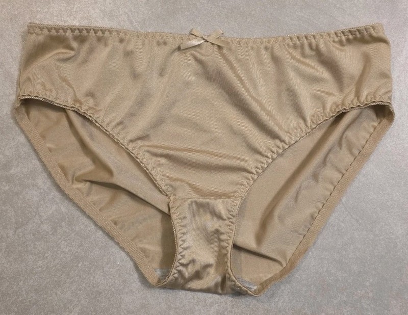 Sexy Satin Unisex Brief Panties Beige XL