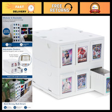 6-Drawer Card Catalog Storage Unit - White Organizer for Cards Craft Supplies