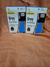 2 Boxes NEW L'eggs 3 Pair Everyday Control Top Sheer Toe Pantyhose Nude SIZE B