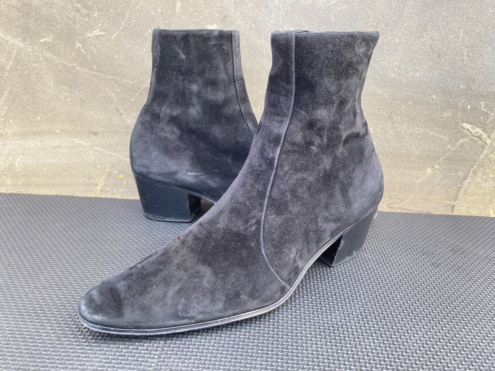 Saint Laurent scarpa stivaletto donna nero scamosciato a punta cerniera taglia 41 US 11