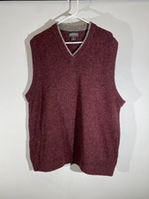 Vintage Woolrich Mens Wool Sweater Vest Pullover V-Neck Red Burgandy Medium