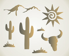 Stencils by Joanie Cactus Skull Southwest Mountains Kokopelli Sun DIY Art Signs