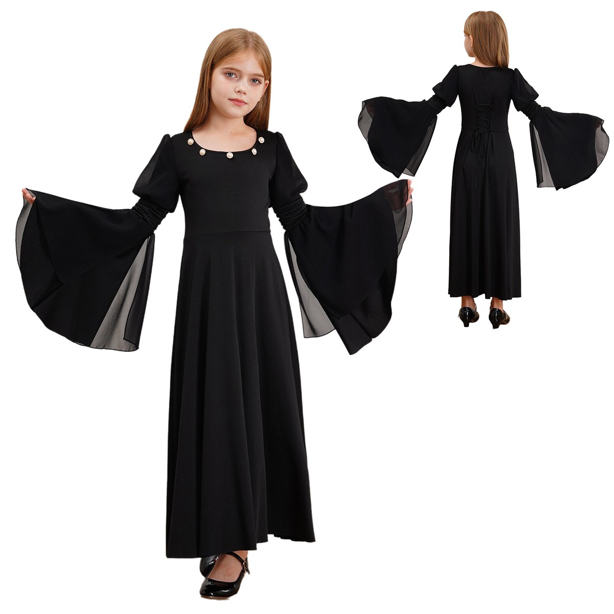 Mittelalterkleid Für Damen Mit Trompetenärmeln – Perfekt Für Renaissance-Partys, Cosplay & Halloween