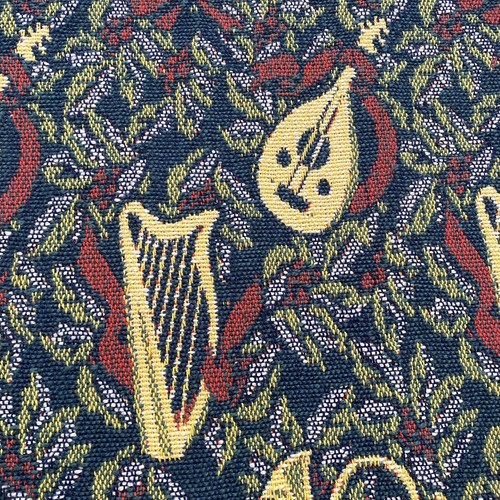 Arazzo Natalizio Vintage Coperta Lancio Arpa Strumento Musicale 53 X 70 In - Foto 4 di 6