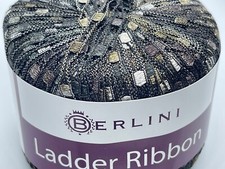 Berlini Ladder Ribbon Yarn 141 Mink 50gr 142yds Browns Olive Grey Black