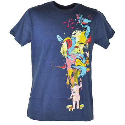 Design By Humans Man Painting Art Heather Blue Graphic Tshirt Adult Tee 