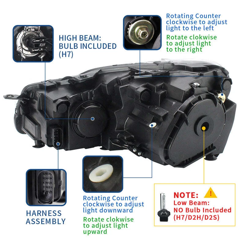 2Sets LED Headlights+Red LED Taillights For 2010-2014 Volkswagen Golf 6 MK6 >I - Image 4 of 4