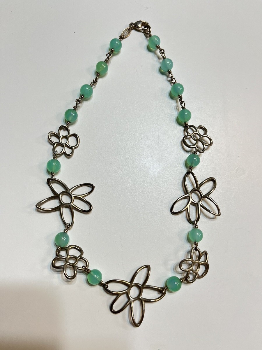 James Avery Retired Sterling Flower Necklace Chalcedony Beads - Main Image