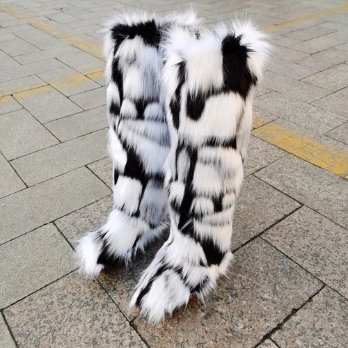 Mongolische Fellstiefel Fabrik Winter Damen Heiß Schnee Schuhe Kunstfell Stiefel Langstiefel - Bild 20 von 47