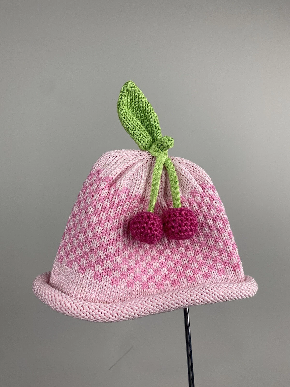 Margareta Horn Design Baby Toddler Handmade Cherry Knit Cap Cotton Beanie
