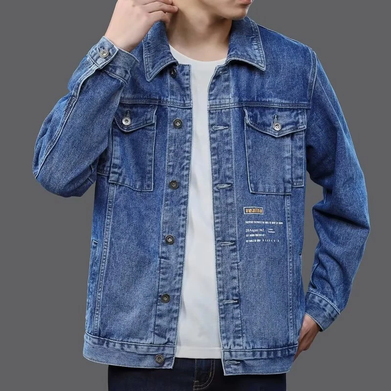 Denim jacket deals no collar mens