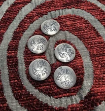 Set of 5 Five Silver Kokopelli Button Covers Southwestern Native American