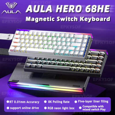 AULA HERO 68HE Magnetschalter Tastatur RGB Gaming Mechanische Tastatur Rapid Tri
