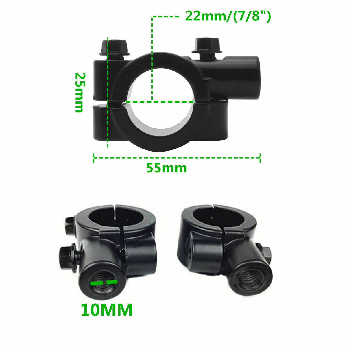 10mm 22mm Handle Bar Mirror Mount Clamps Honda CRF50 CRF70 CFR150 XR50