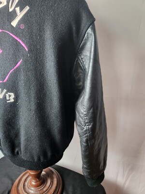 🚨🔥Vintage 90s Bad Boy Club Black Pink Large Wool Bomber 🚨🔥Vintage 90s Bad Boy Club Black Pink Large Wool Bomber