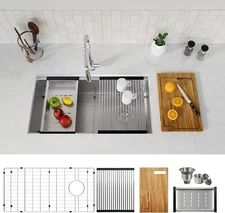 TECASA 32"x18" Workstation Sink Kitchen Sink Undermount 18 Gauge - Refurbished