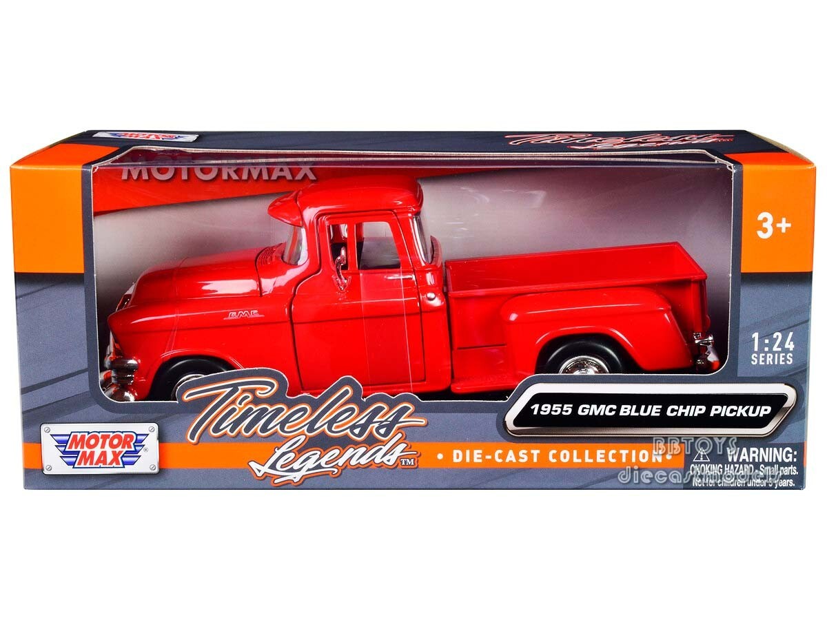 1955 GMC BLUE CHIP PICKUP TRUCK RED 1/24 DIECAST MODEL CAR BY