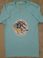 Vintage 80s Challenger Space Shuttle NASA Screen Stars T-Shirt Blue S xs