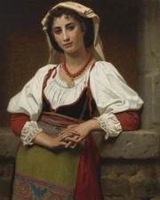 Hand-painted High quality portrait art oil painting on canvas girl standing