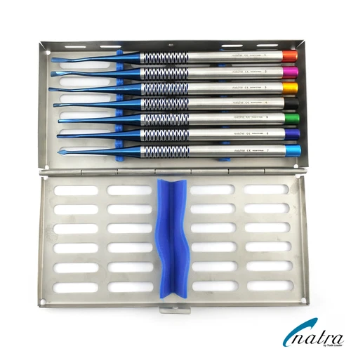 7 Blue Root Elevator Luxating PDL Dental Implant Surgical tray