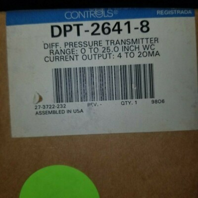 Johnson Controls DPT-2641-8 Differential Pressure Transmitter, NIB