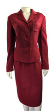 KASPER Red Women's 2 pc career Skirt Blazer Suit Size 8