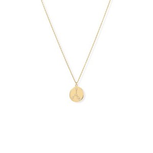 Authentic 14k Gold Plated 925 Silver CZ Zodiac Cancer Coin Constellation 16+2" Necklace