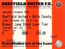 2011/12 SHEFFIELD UNITED 2-1 NOTTS COUNTY LEAGUE ONE 27.12.11 NEAR MINT COND