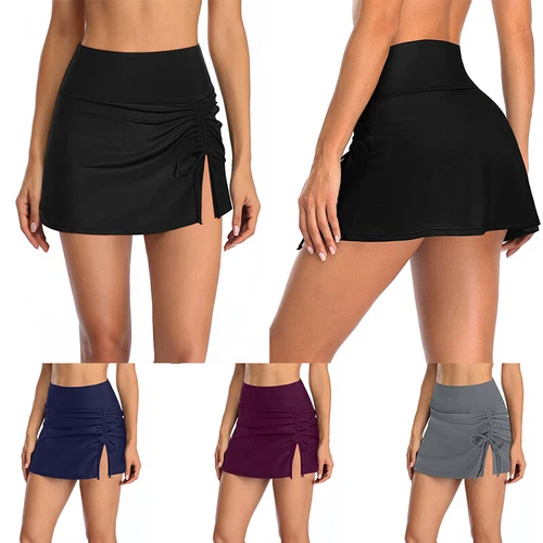 Women's Swim Skirt High Waisted Bathing Suit Skirt Bikini Bottoms - Picture 3 of 19