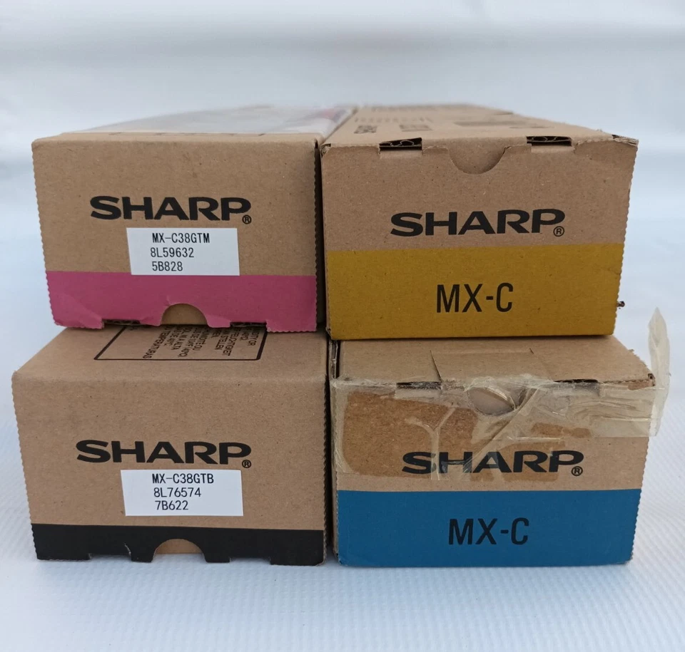 LOT original 4 toner SHARP mx-c38gt pour mx-c310 mx-c380 mx-c400 NEUF M Y C B  - Photo 2/4