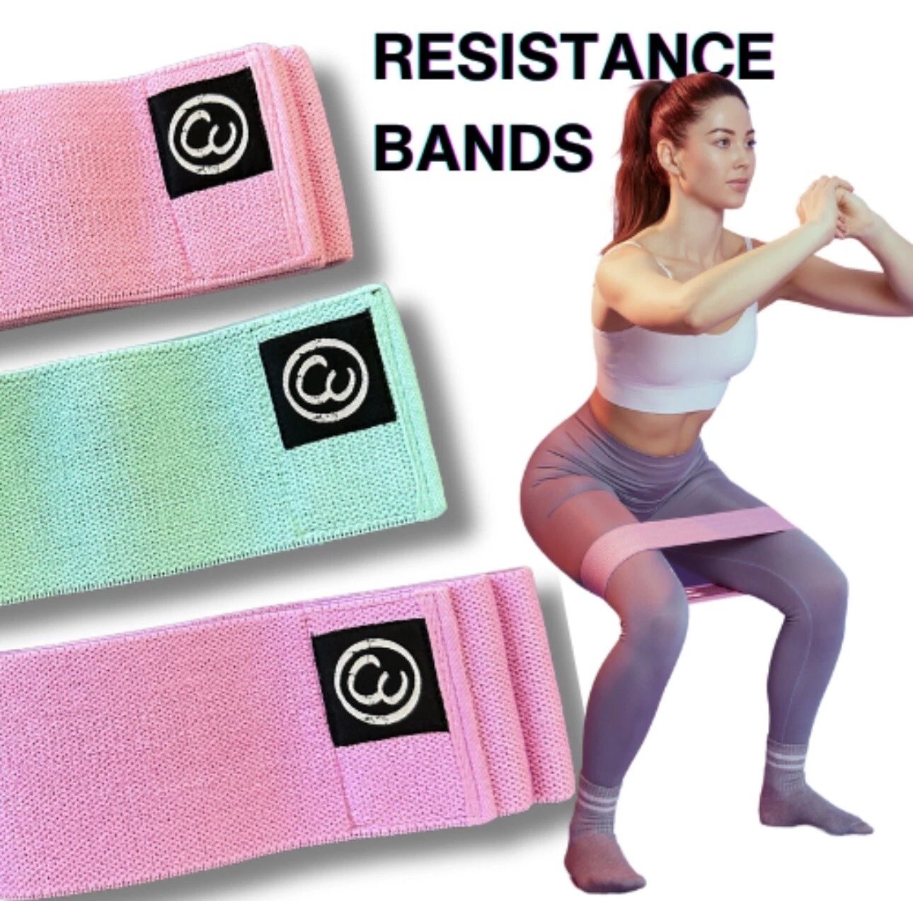 Exercise Workout Bands Resistance Bands for Women, 3 Levels Booty Bands for Butt