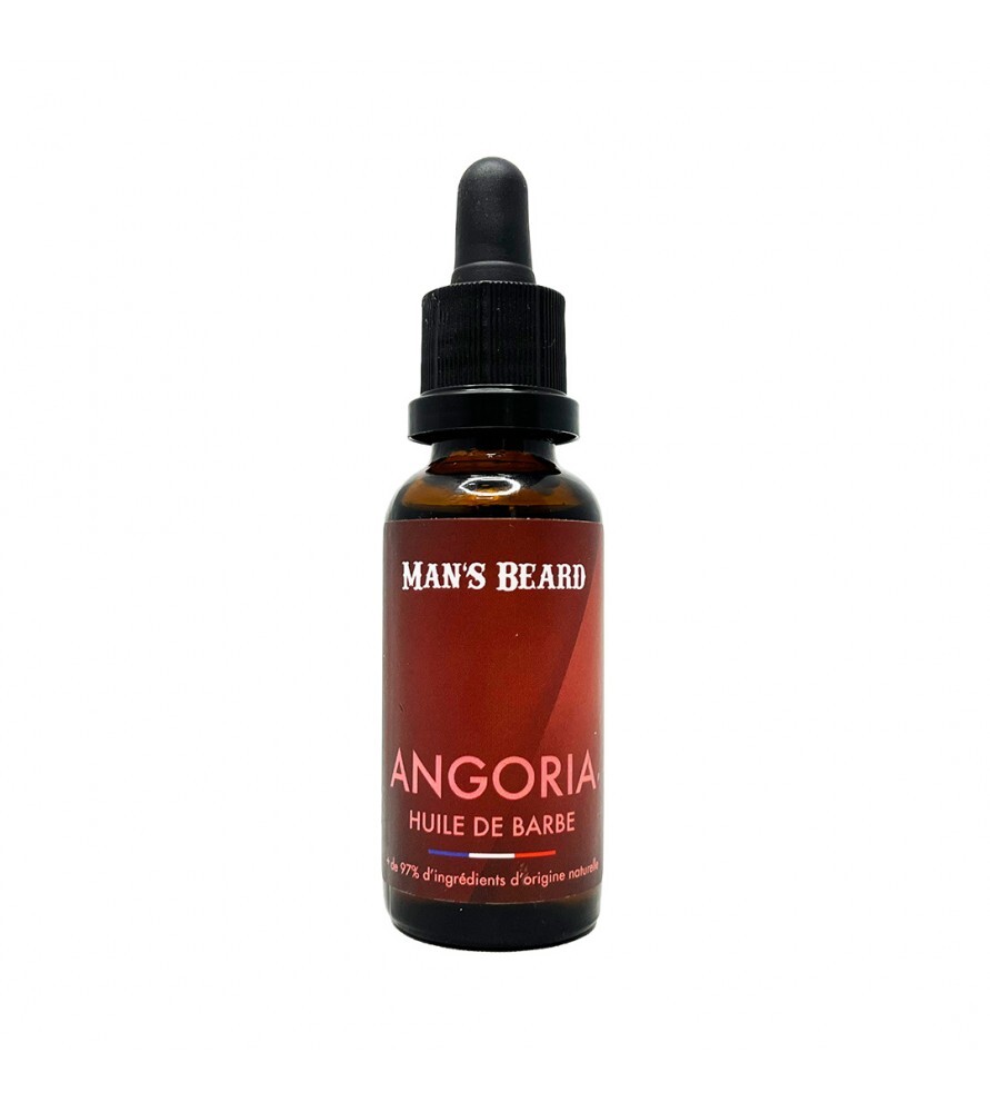 Huile de barbe ambre cuir adoucissante et parfumée pour homme