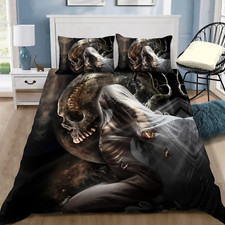 Skull And Girl Full Bedding Duvet Covers Set 4pcs 