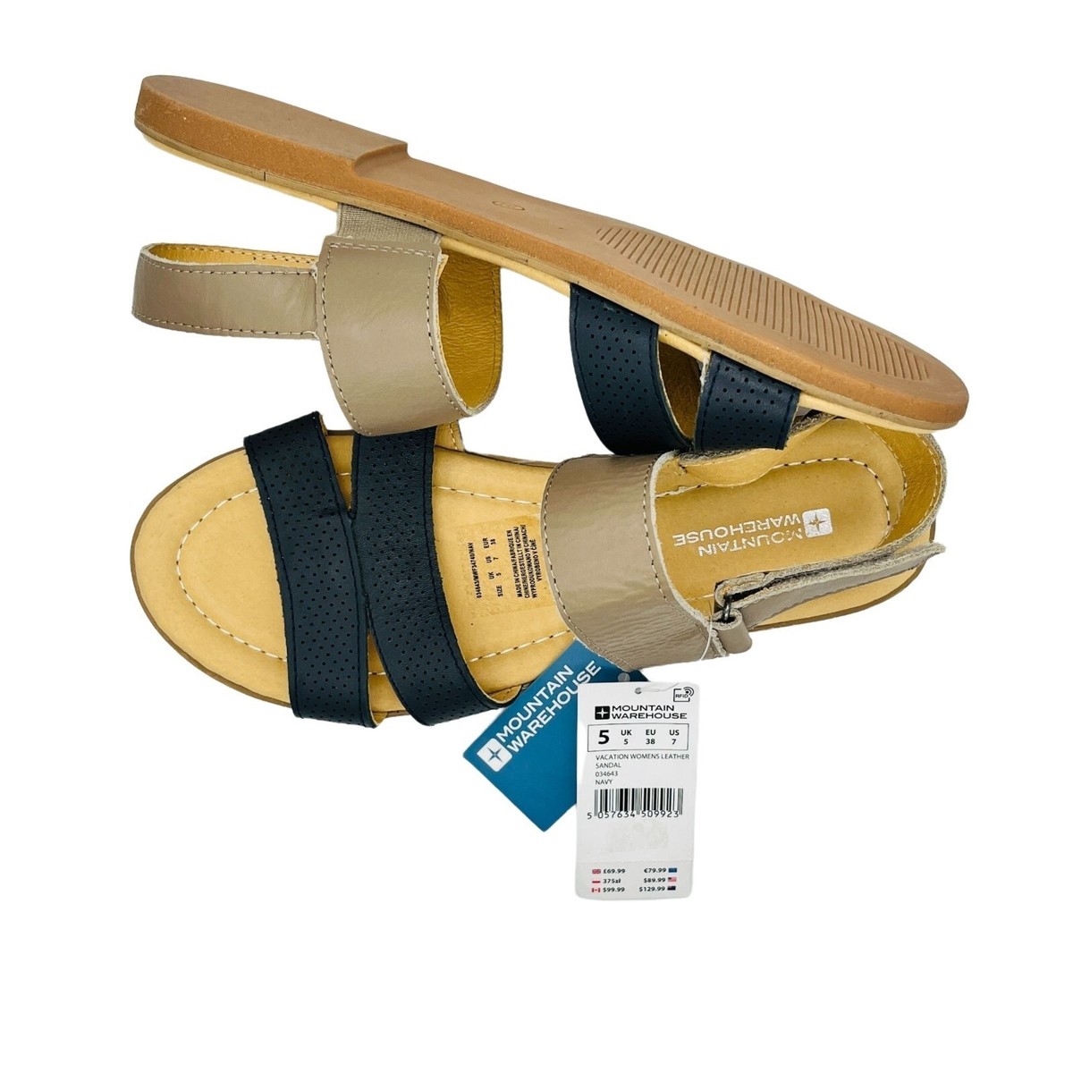 Mountain Warehouse Womens Vacation Strap Flat Leather Sandals Size